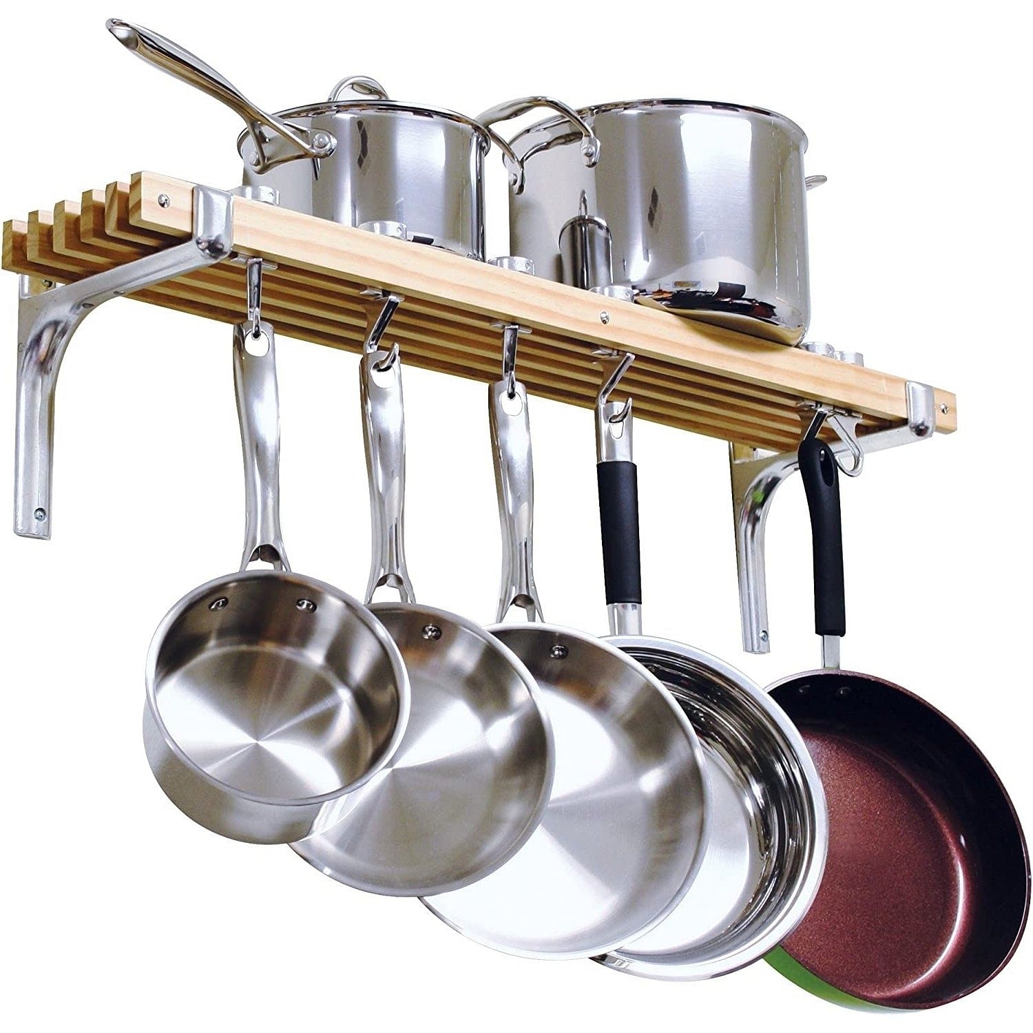 FarmHome Wooden Wall Mounted 6 Hooks Pot Rack - Free Shipping