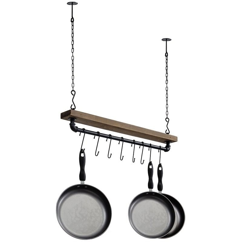 FarmHome Rustic Industrial 8 S-Hooks Ceiling Mounted Hanging Pot Rack - Free Shipping