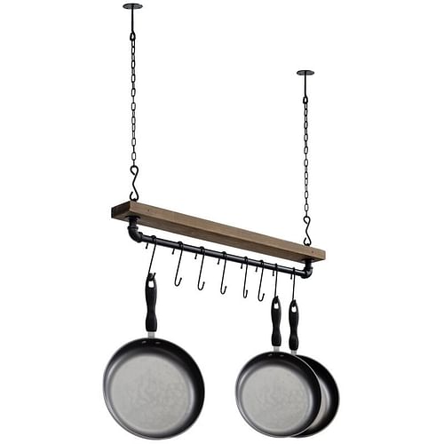FarmHome Rustic Industrial 8 S-Hooks Ceiling Mounted Hanging Pot Rack - Free Shipping