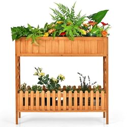 2 Tier Raised Garden Bed Elevated Fir Wood Planter Box - Free Shipping
