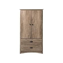 FarmHome Rustic 2 Drawer Bedroom Storage Armoire Grey Oak - Free Shipping