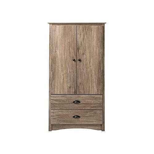 FarmHome Rustic 2 Drawer Bedroom Storage Armoire Grey Oak - Free Shipping