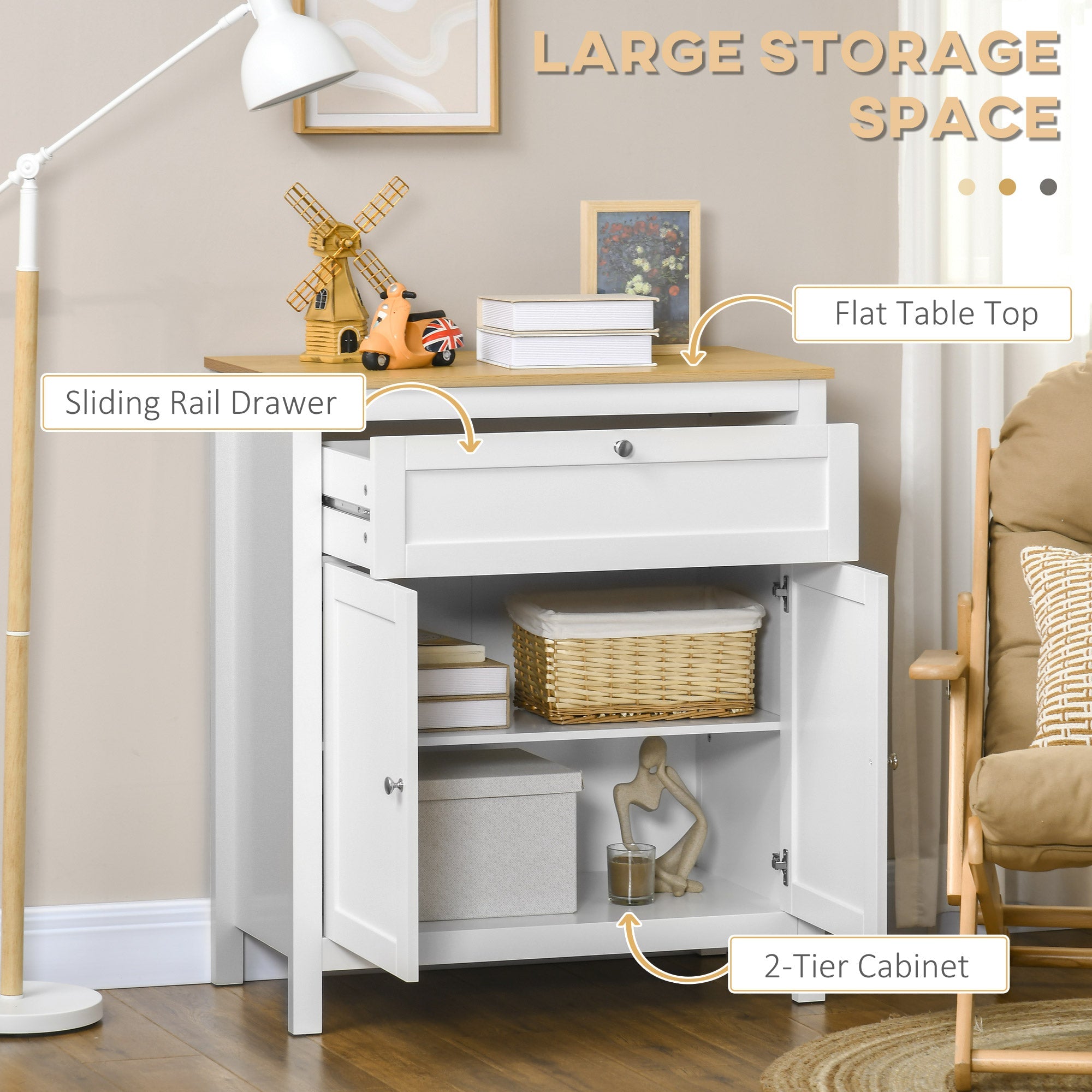 HOMCOM Chic White Buffet Sideboard: Table with Drawer, Double Doors & Adjustable Shelf for Living Rooms & Entryways