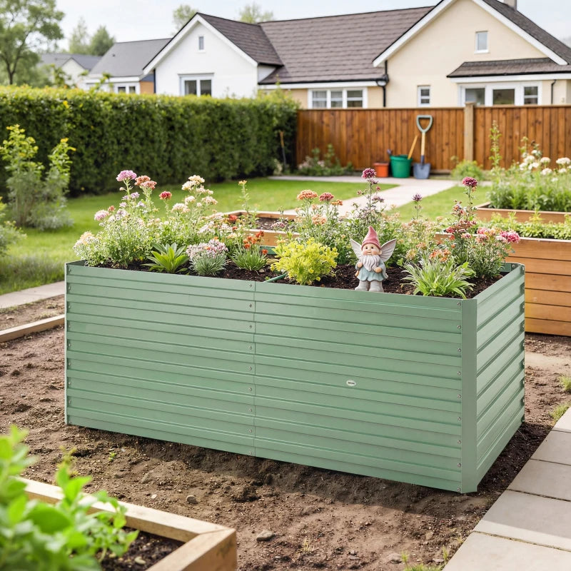 5' x 3' x 2' Raised Garden Bed, Galvanized Planter Box for Growing Flowers, Herbs and Vegetables, Light Green