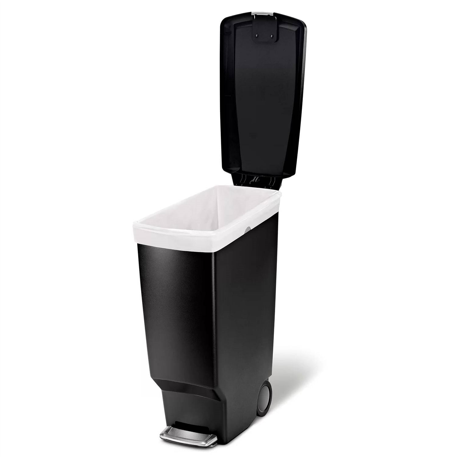 Black 10-Gallon Narrow Kitchen Trash Can with Easy Step-on Lid - Free Shipping