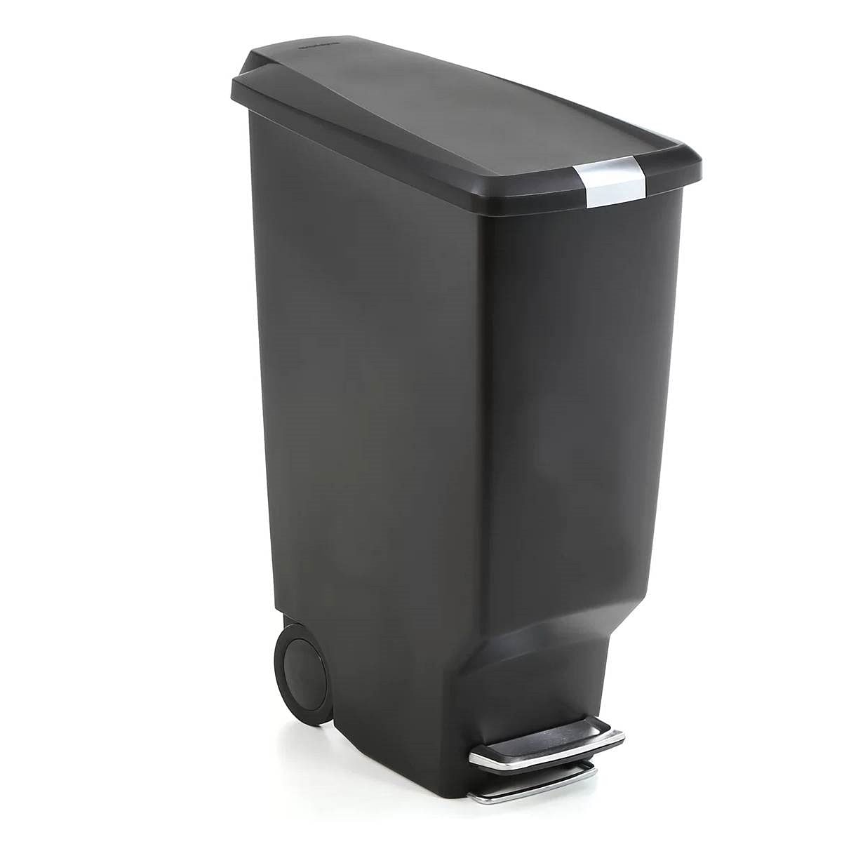 Black 10-Gallon Narrow Kitchen Trash Can with Easy Step-on Lid - Free Shipping