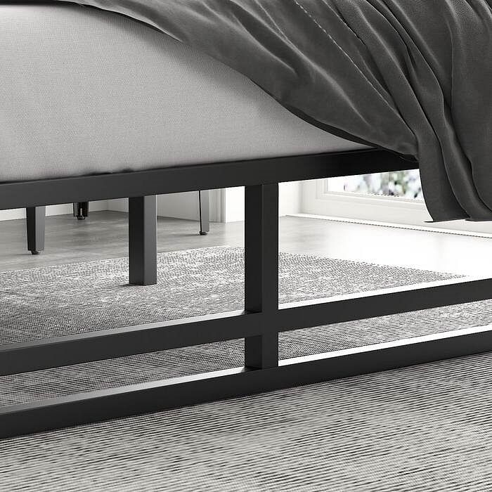 Full Size Black Metal Platform Bed Frame with Under-Bed Storage Space - Free Shipping