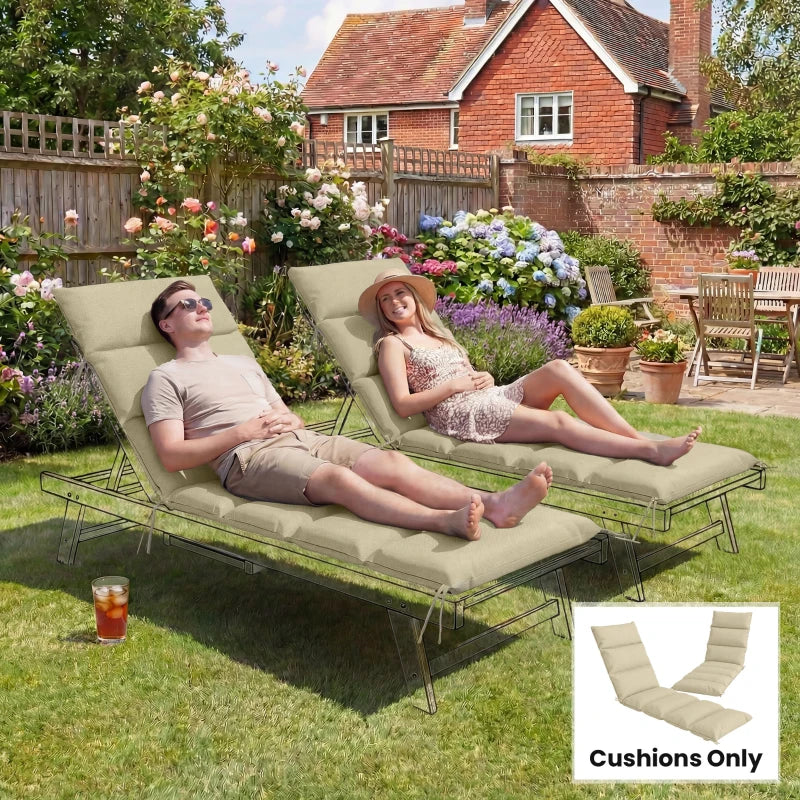 Outdoor Lounge Chair Cushion with Zipper Reversible Chaise Lounge Cushion for Patio Indoor/Outdoor Beige