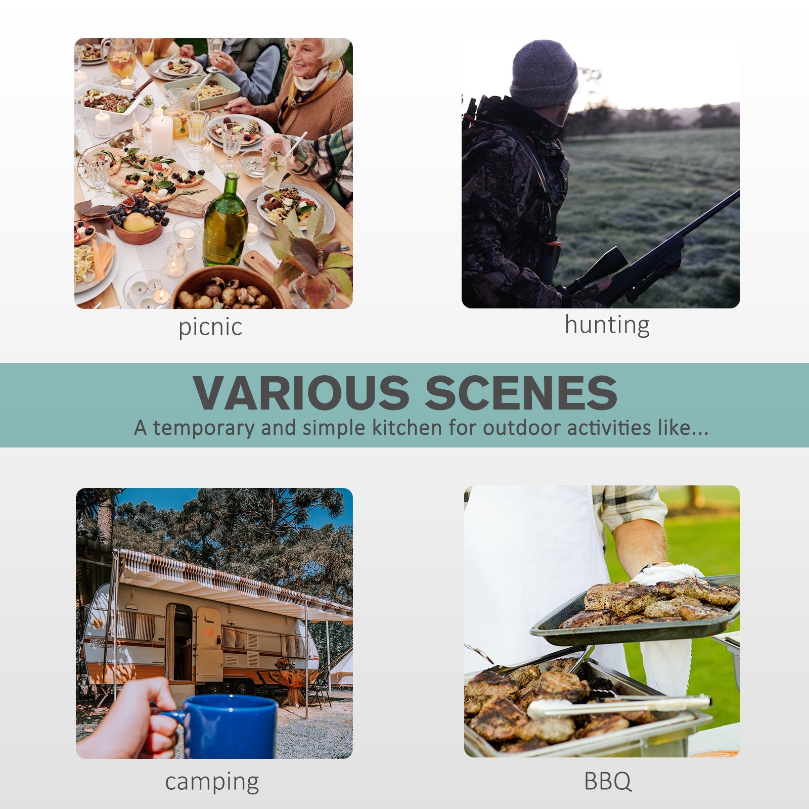 Outsunny Folding Fish Cleaning Table with Sink Faucet Spray Cleaner for BBQ Camping Picnic Garden 45"x23"x37"