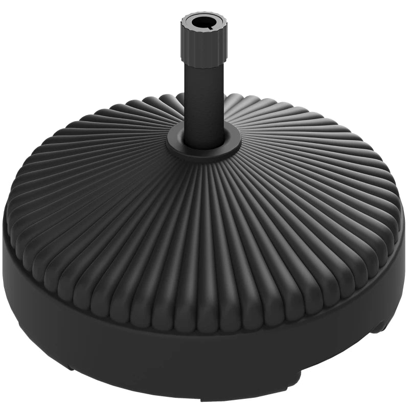 Round Plastic Patio Umbrella Base Parasol Holder Outdoor Umbrella Stand, Filled Up to 62lbs with Sand or 51lbs with Water for Garden, Poolside, Black