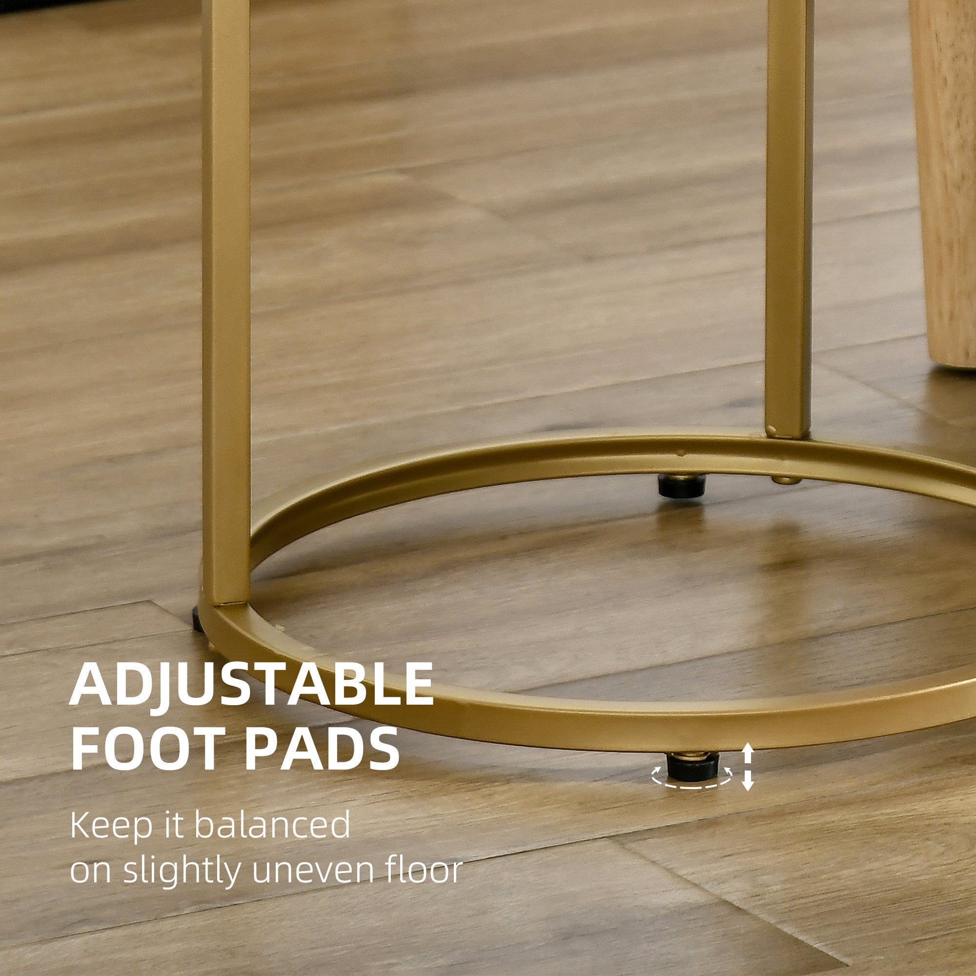 HOMCOM Glamorous Nesting Tables: Set of 2 Round Side Coffee Tables with Tempered Glass Top, Elegant Gold Metal Base