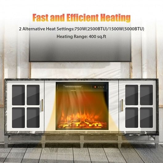 18 Inch 1500W Electric Fireplace Freestanding and Recessed Heater - Free Shipping