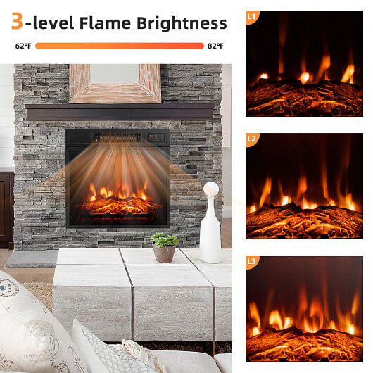 18 Inch Electric Fireplace Inserted with Adjustable LED Flame - Free Shipping