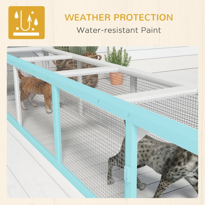 79" Long Cat Tunnel, Cat shelter L- Shape with Extendable Design, Cat Enclosure for Indoor/Outdoor Use, White