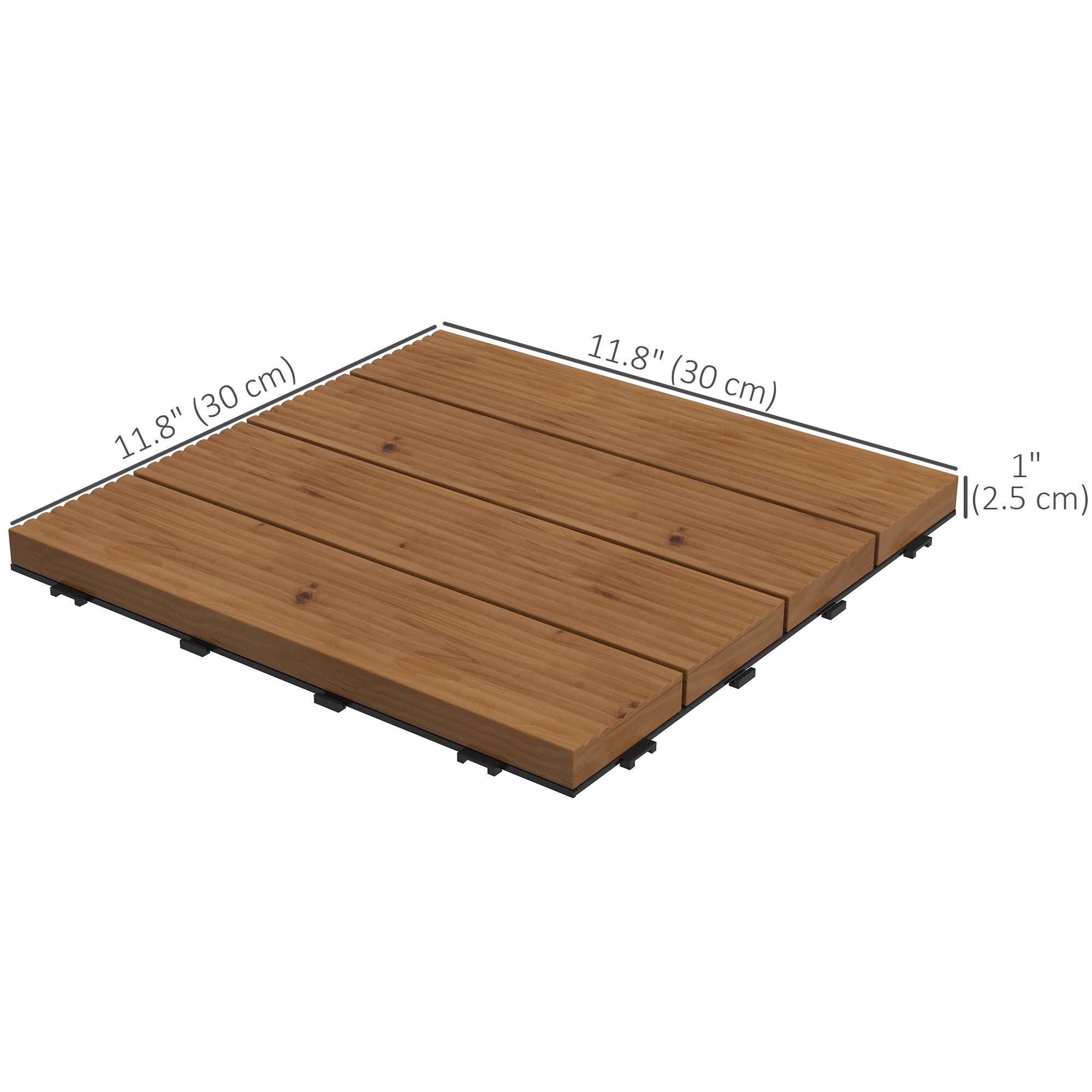Outsunny 12pc Wooden Patio Decking Tiles Interlocking Outdoor Flooring for All-Weather Brown