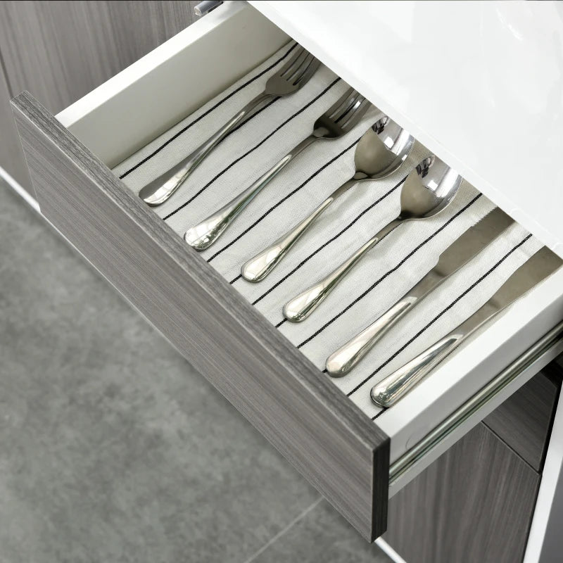 Kitchen Sideboard Storage Cabinet, Modern Coffee Bar with Push-Open Design and 2 Drawers for Living Room, Light Grey