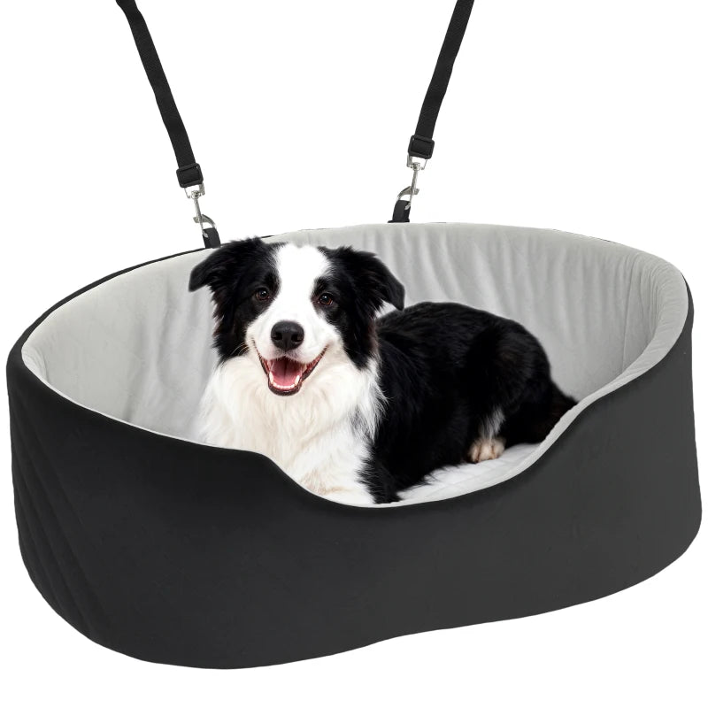 Dog Car Seat for Small Medium Pets, Detachable Washable Pet Bed with Cushion and Safety Belt for Dog Under 33lbs, Black
