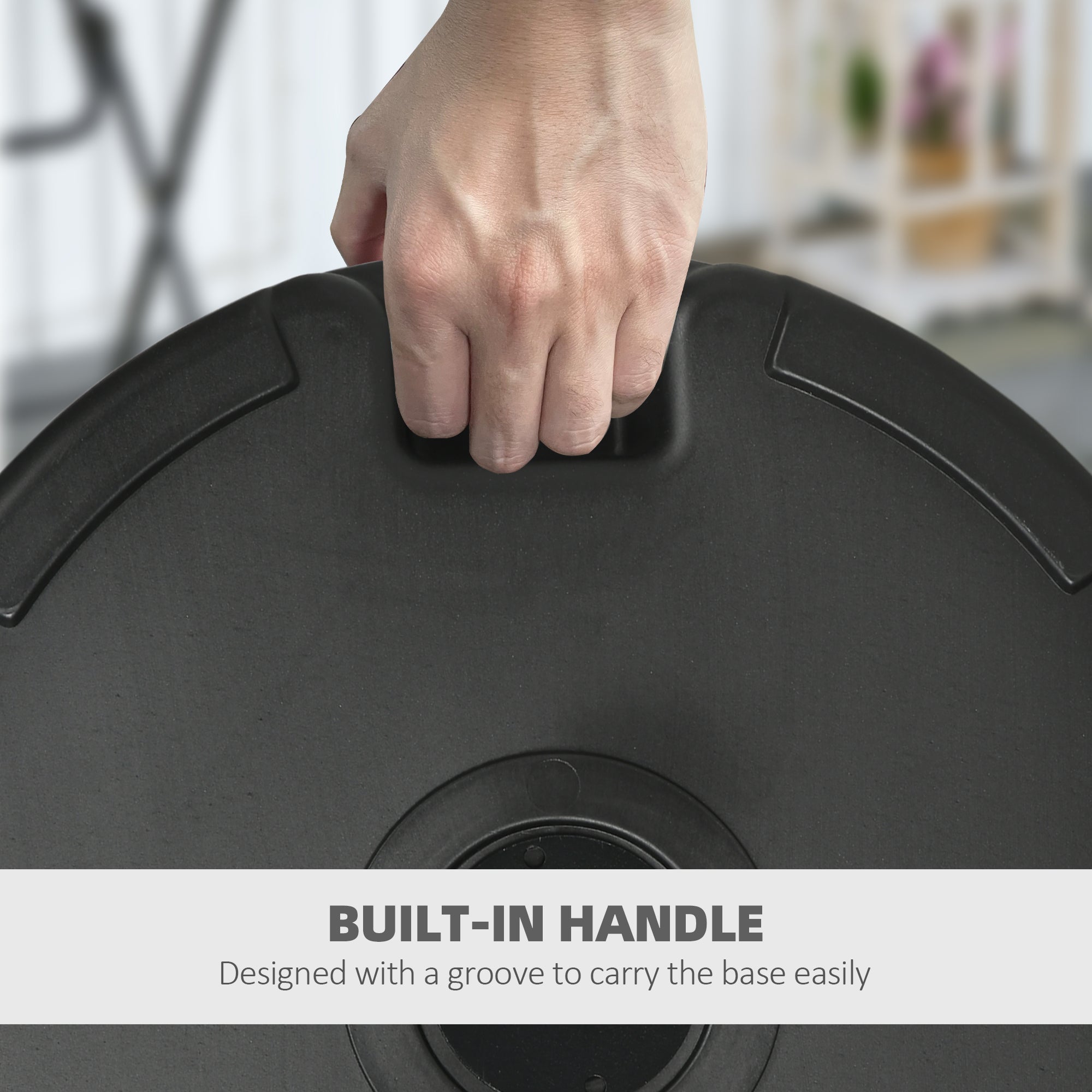 Outsunny 22" Round Patio Umbrella Base: 77lb Heavy Duty Fill Port Stand Black