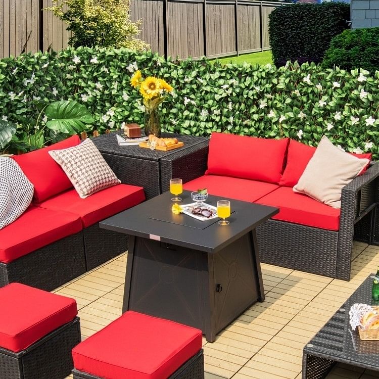 50,000 BTU Black Steel Square Portable LP Gas Propane Fire Pit Table - Free Shipping