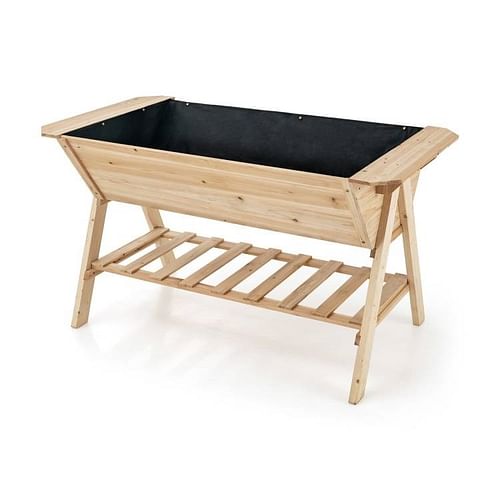 Farmhouse 2 Tier Large Outdoor Natural Wooden 5-ft Raised Garden Bed Planter Box - Free Shipping