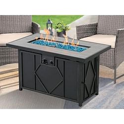 42-inch Outdoor Propane Gas Fire Pit Patio Table with Blue Fire Glass - Free Shipping