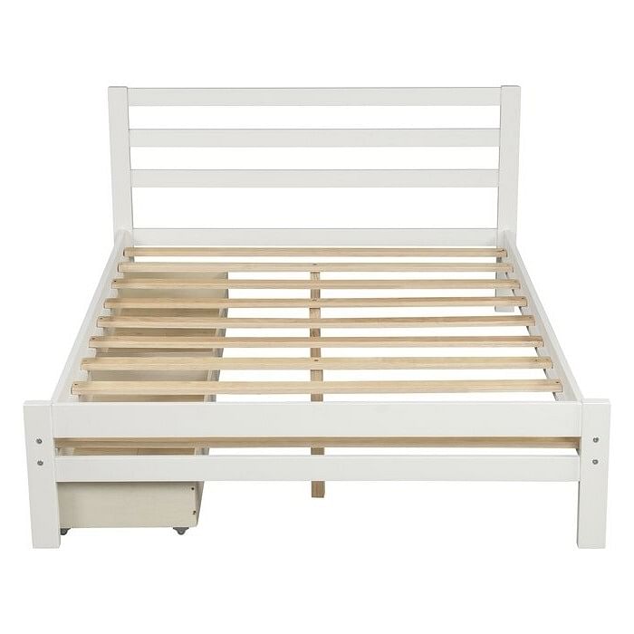 Full size White Low Profile 2 Drawer Storage Platform Bed - Free Shipping