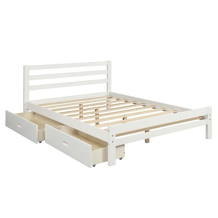 Full size White Low Profile 2 Drawer Storage Platform Bed - Free Shipping