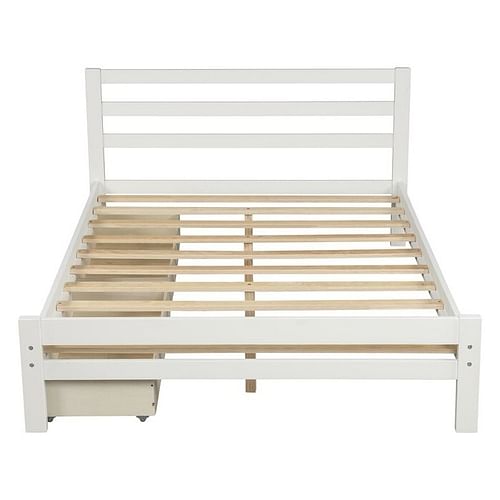 Full size White Low Profile 2 Drawer Storage Platform Bed - Free Shipping