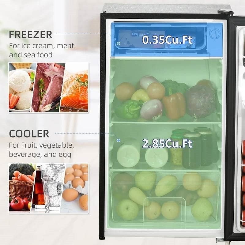 Compact Refrigerator Mini Fridge/Freezer 3.2 Cu.Ft, Black - Free Shipping