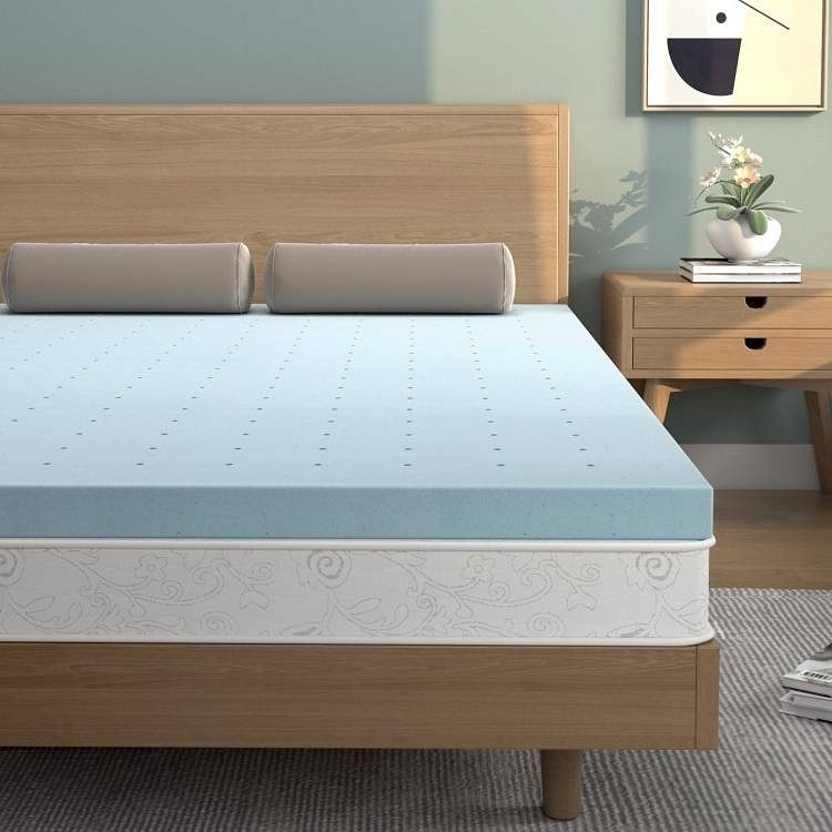 Full size 4-inch Thick Soft Gel Memory Foam Mattress Topper in Light Blue - Free Shipping