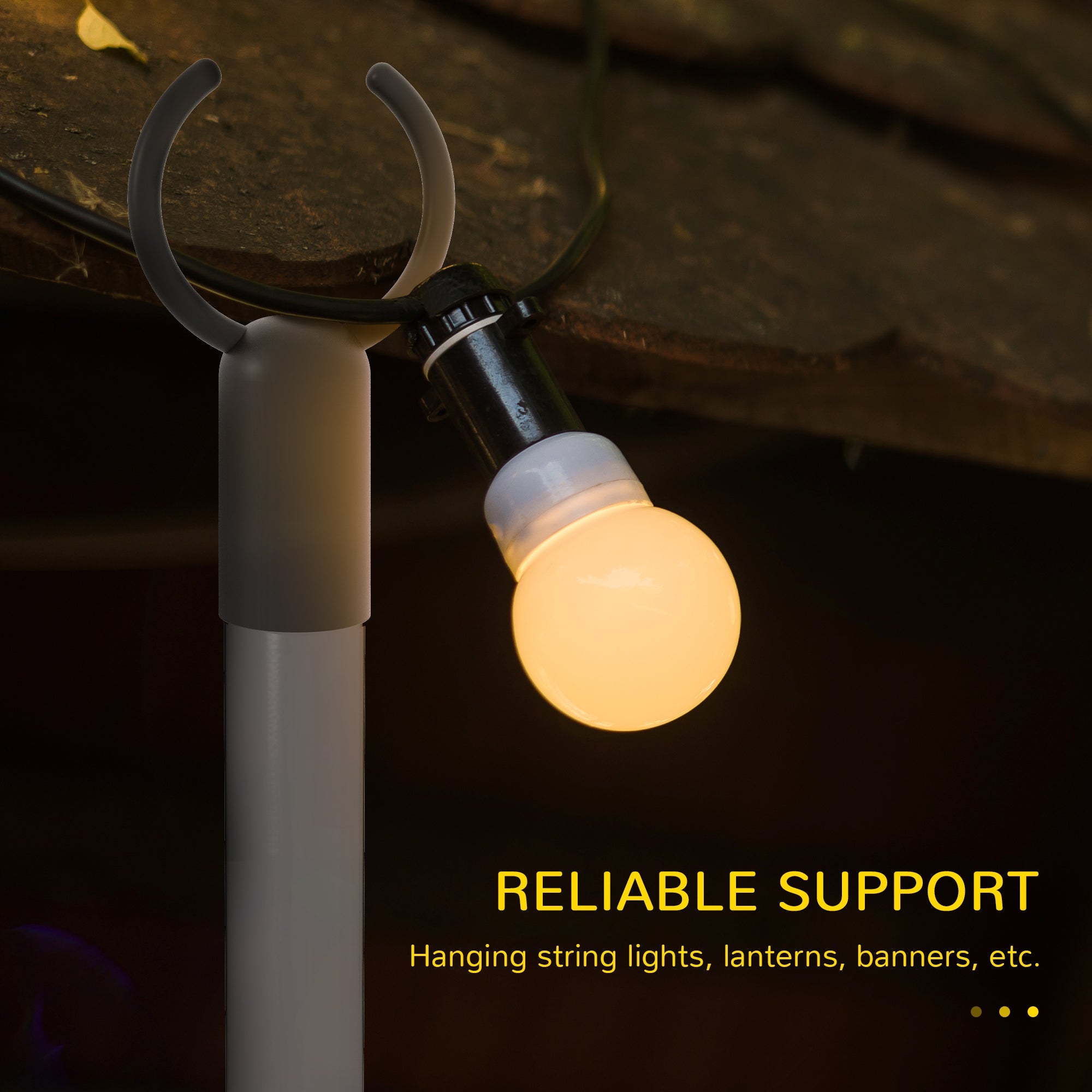 Outsunny 2 Pack of 10' String Light Poles, Steel Hanging Lighting Stand for Patio, Backyard, Deck, Wedding, Party, Black