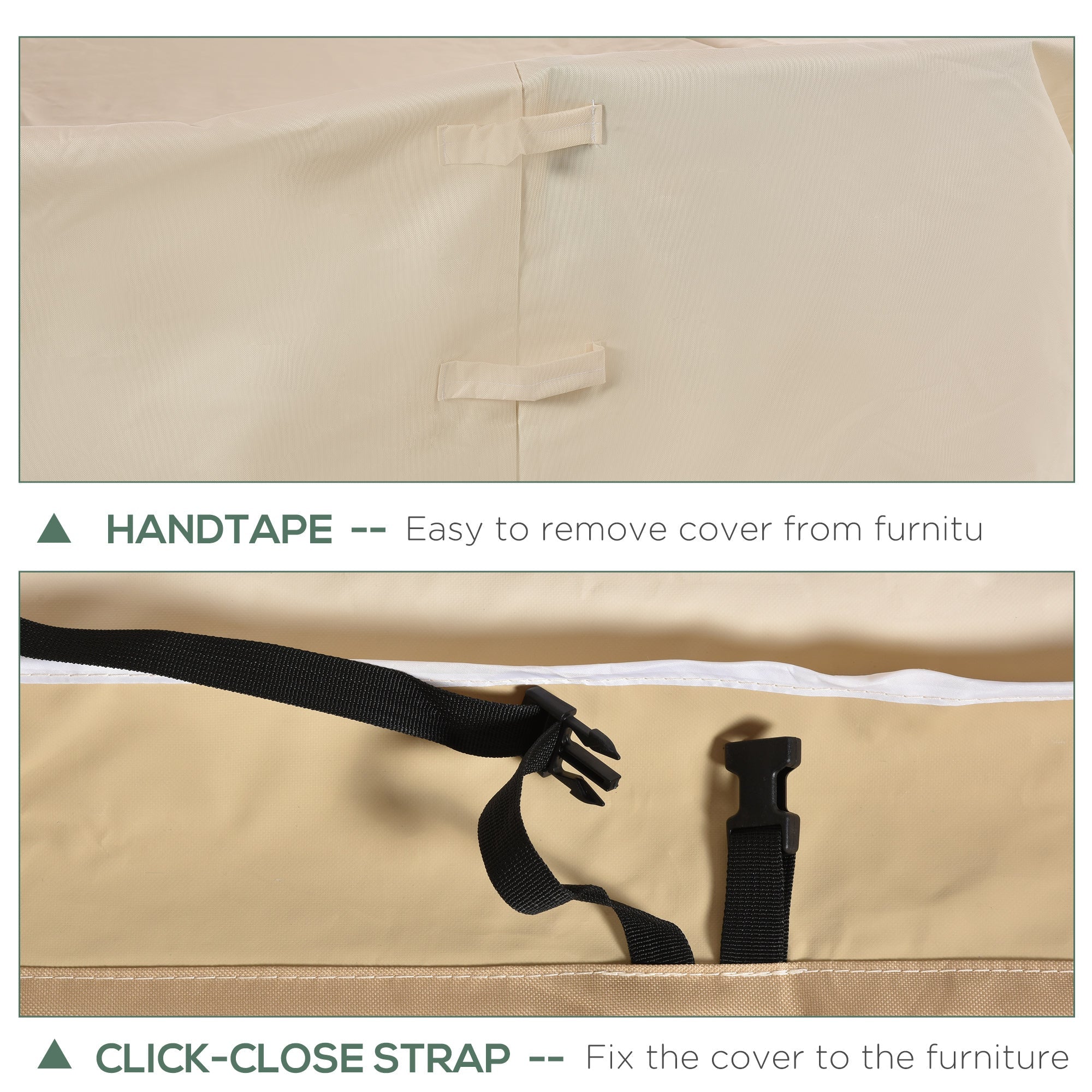 Outsunny Beige Coffee Outdoor Furniture Cover Waterproof 600D Oxford Cloth Patio Protector 129.9" Lx 83.9"W x 22.8"H