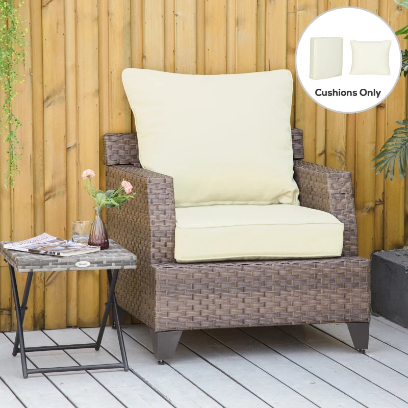 Patio Chair Cushions, Thick Deep Seat Outdoor Seat Cushion with Back Cushion, Cream White