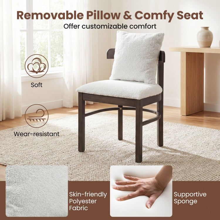 Fabric Upholstered Wood Dining Chairs Set of 2 with Removable Pillow-Gray