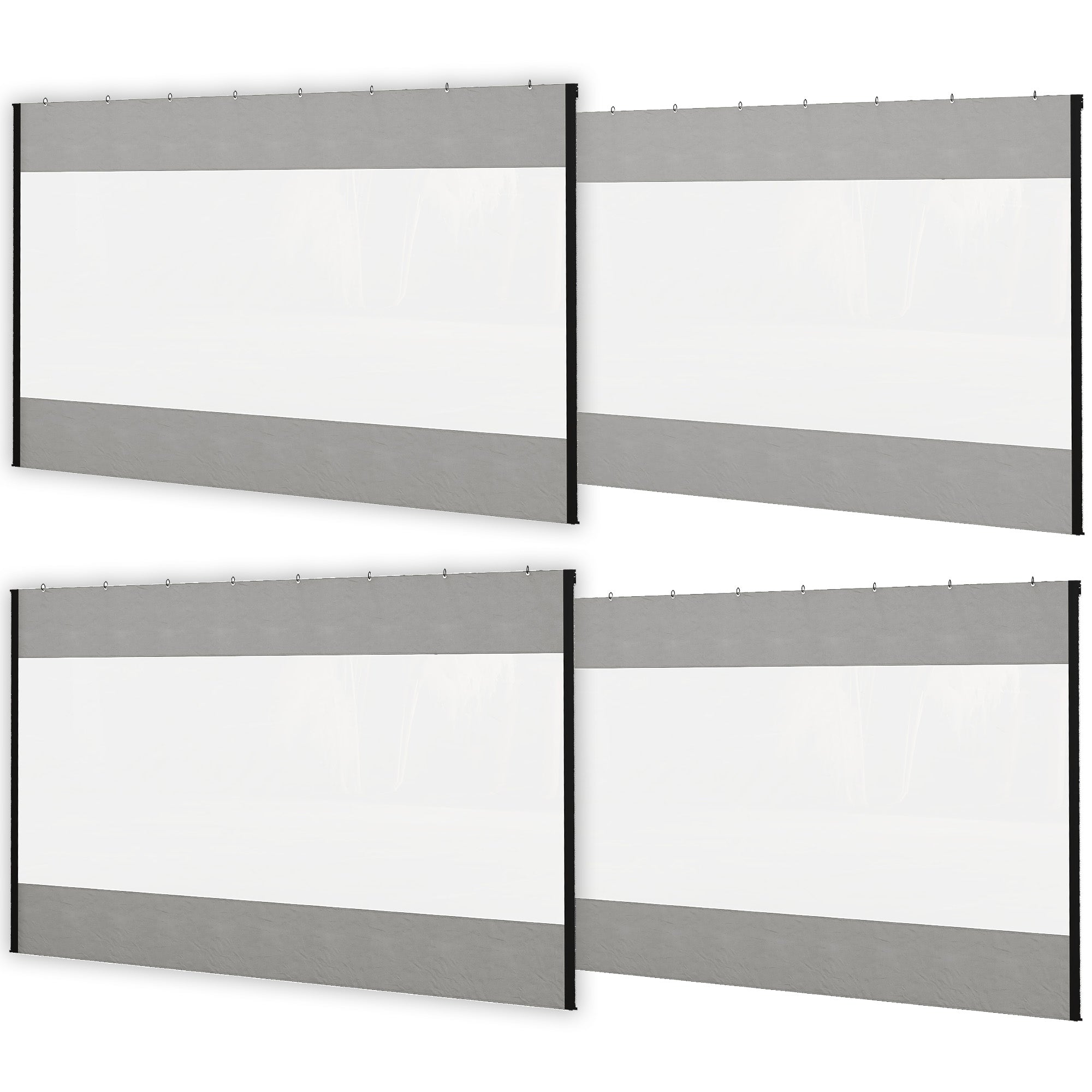 Outsunny Pergola Gazebo Curtains for 10' x 10' Pergola, 4 Pack Side Panels Replacement with Large Windows and Zipped Doors