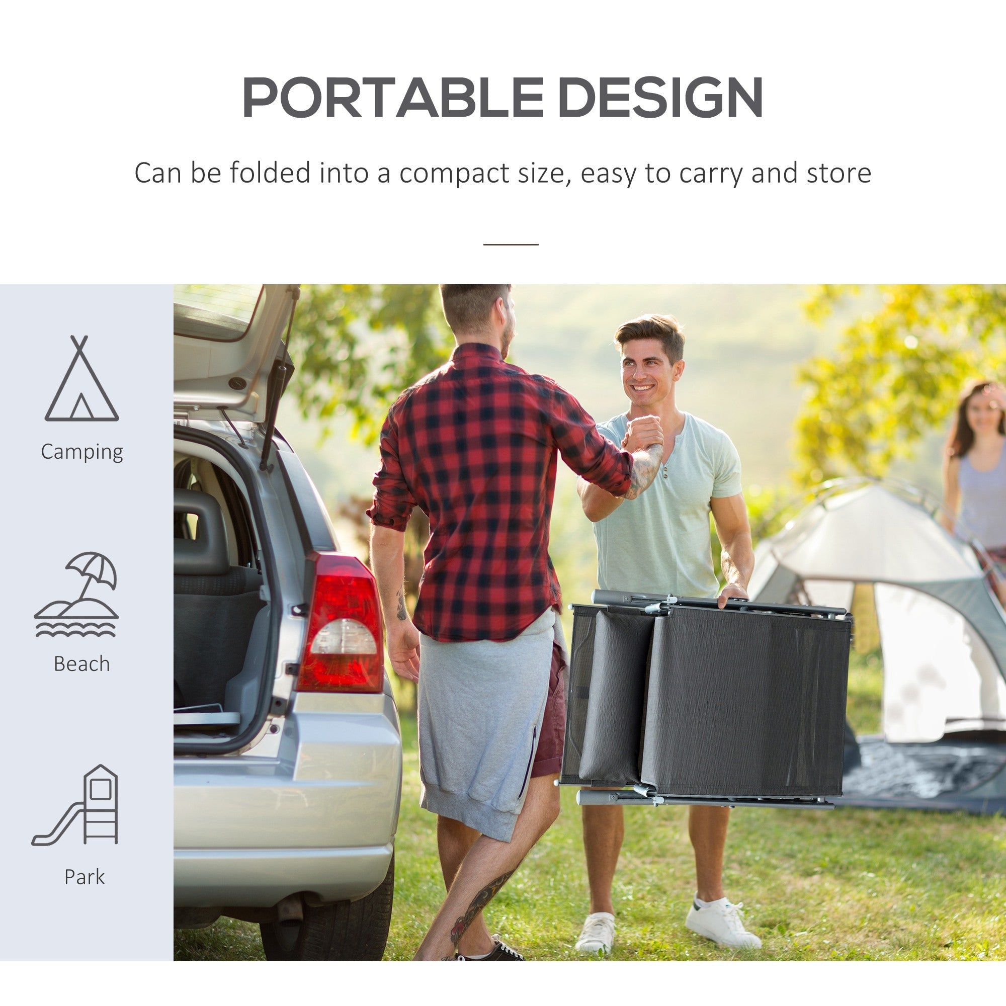 Outsunny Folding Patio Chaise Lounge Chair Recliner Adjustable Garden with Pillow Grey