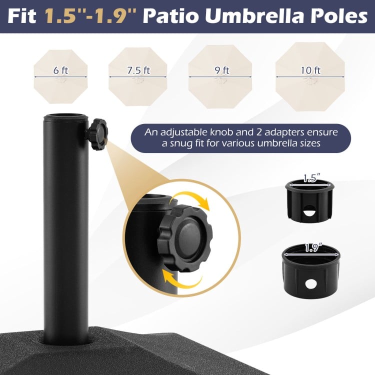 Fillable Umbrella Base 90 LBS Heavy Duty with 2 Wheels-Black