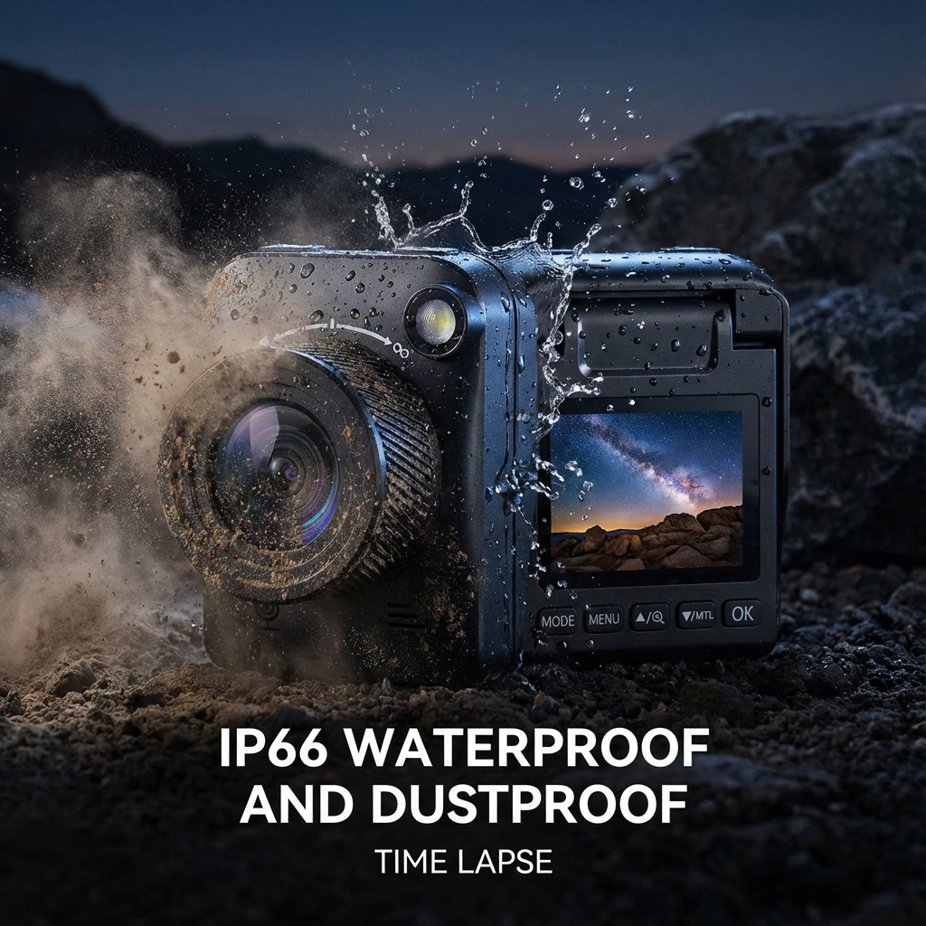 TUTT 4K Time Lapse Camera - 32MP Professional Construction & Vlogging Action Camera T7