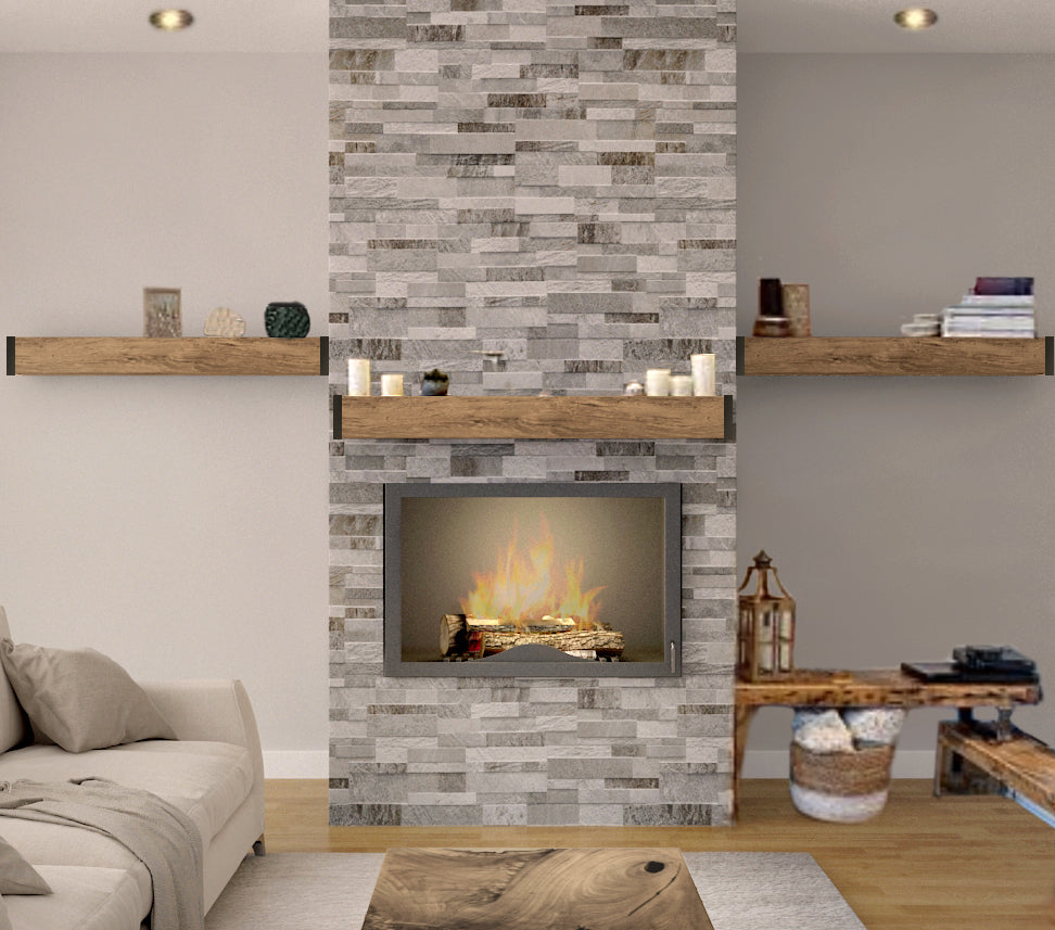 Étagère Style manteau de foyer avec embouts en métal