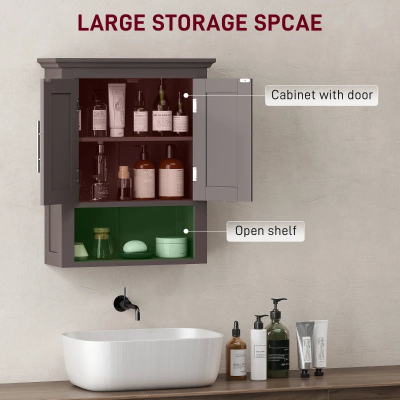 Bathroom Wall Cabinet, Medicine Cabinet, Toilet Storage Cabinet with Shelf for Living Room and Entryway, Brown