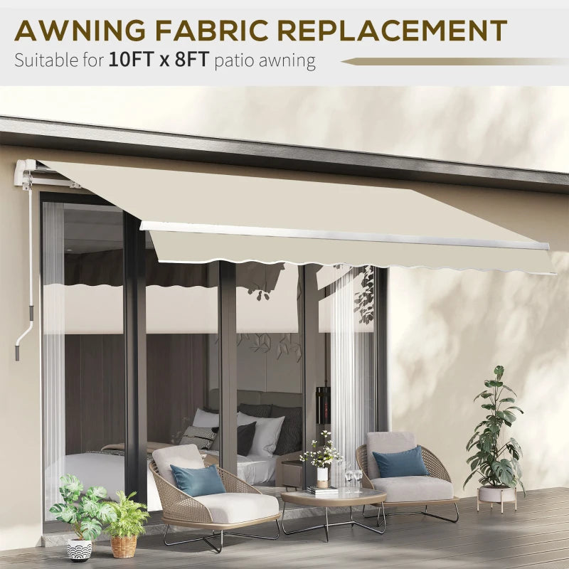 9' x 8' Outdoor Sunshade Canopy Awning Cover, Retractable Awning Fabric Replacement, UV Protection, Beige