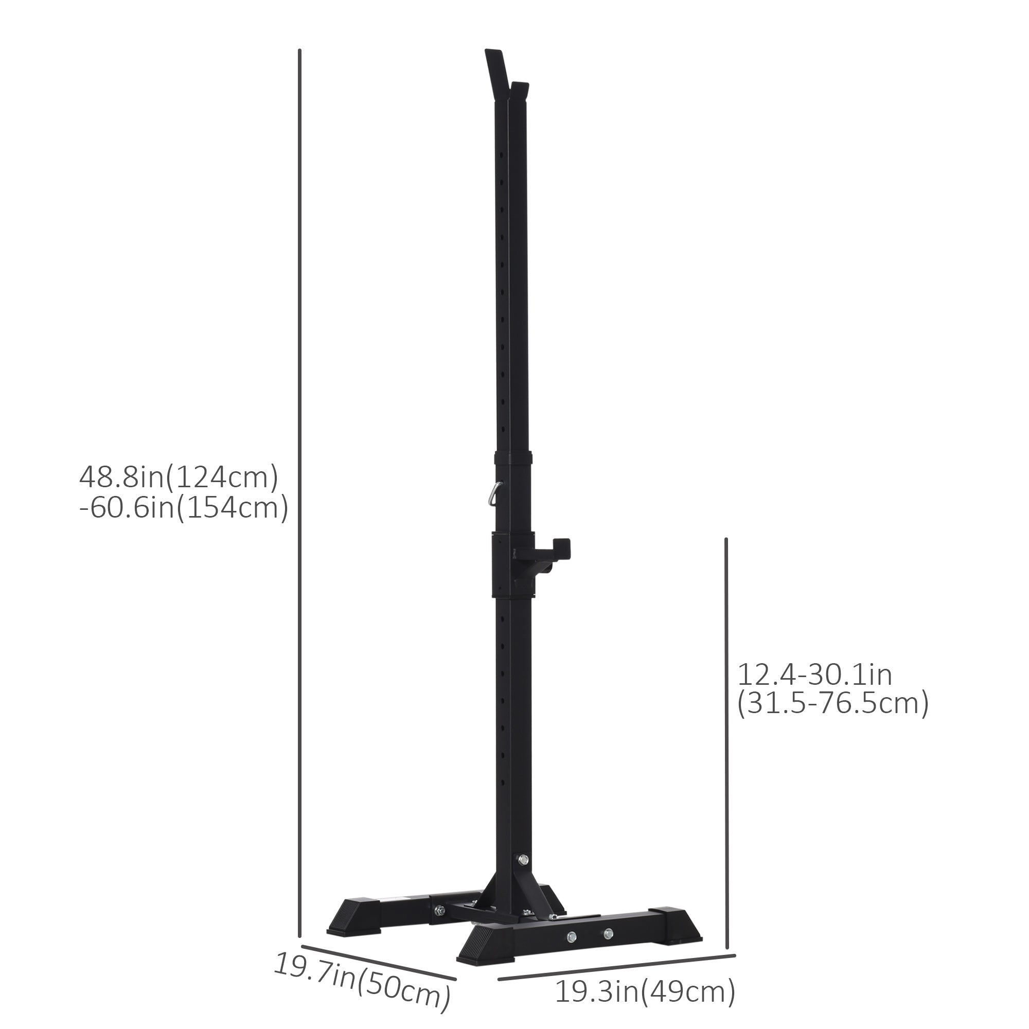 Soozier Adjustable Stable Power Squat Stand Portable 2 Bars Barbell Holder Weight Lifting Rack Black for Home Gym Workout