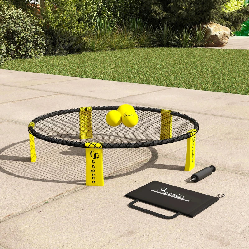 Soozier Spike Game Set, Mini Beach Games Set w/ Roundnet, 3 Balls, Pump, Carrying Bag, Portable Outdoor Games for Families
