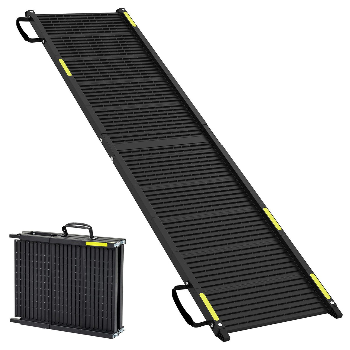 Folding Dog Ramp for Cars, SUVs & Trucks – 64.5" Non-Slip Pet Ramp with Safety Tether, 220 LBS Capacity