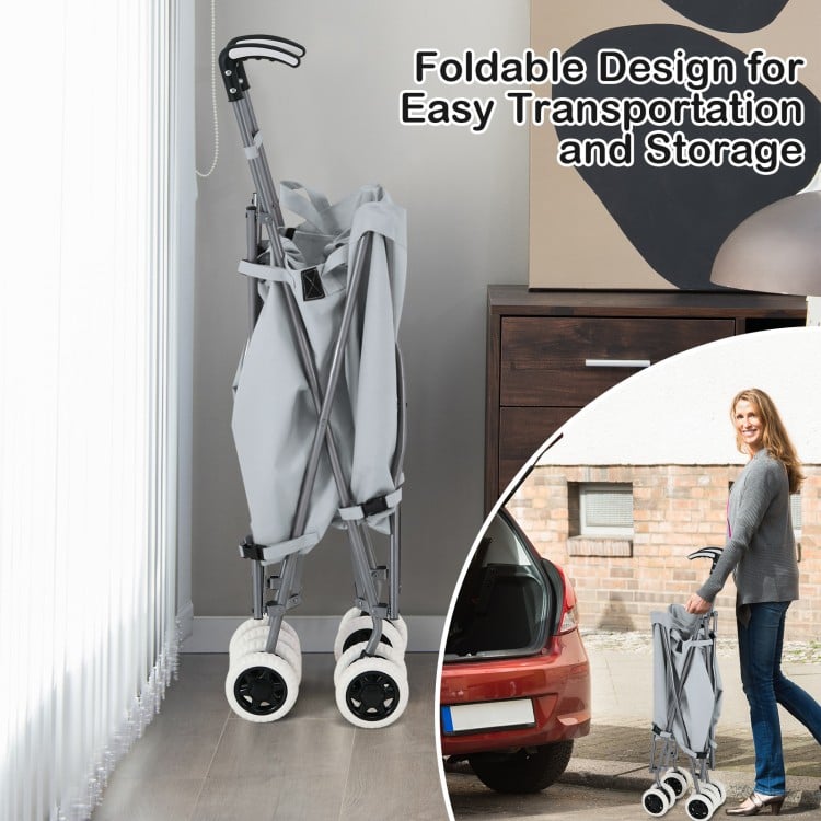 Folding Shopping Utility Cart with Water-Resistant Removable Canvas Bag