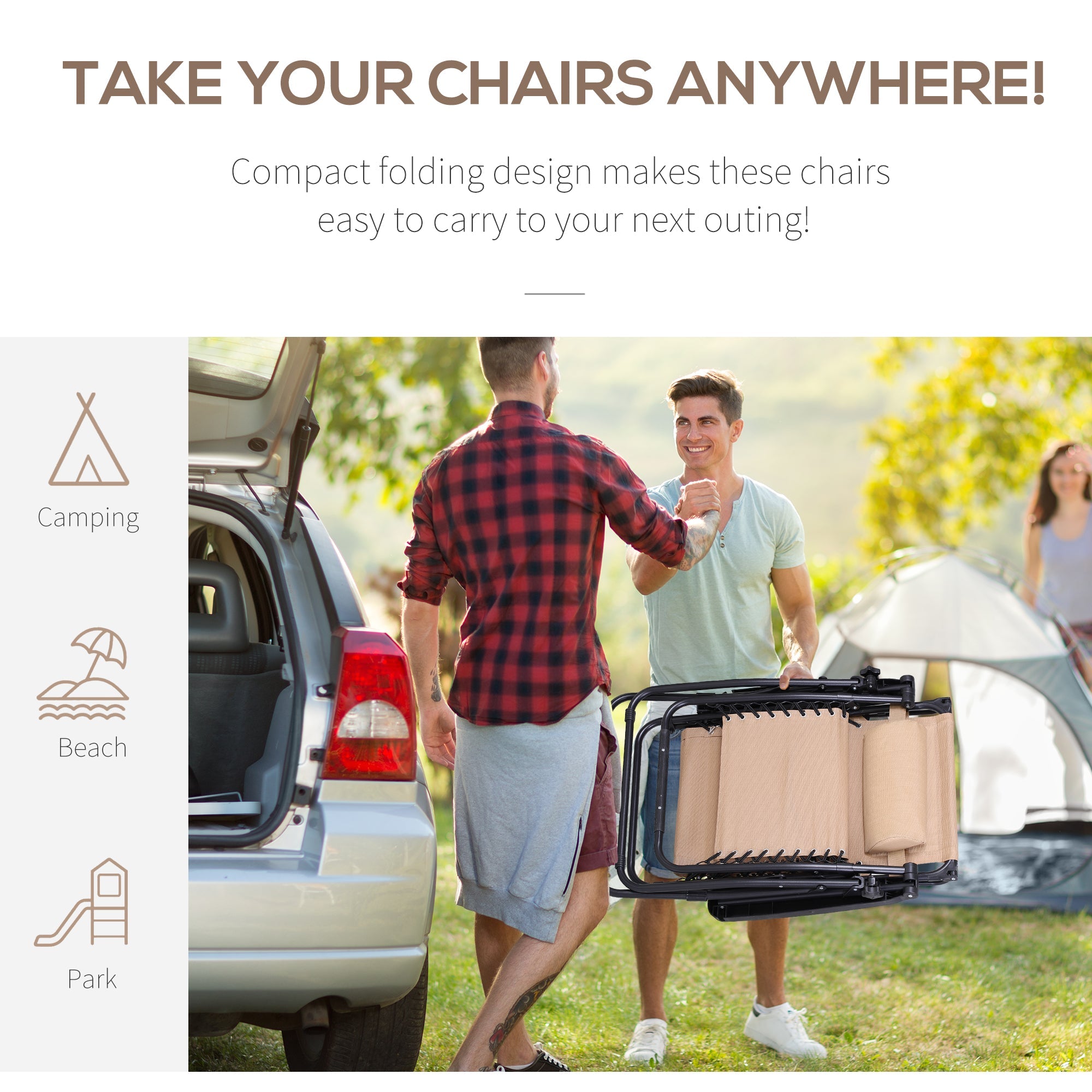 Outsunny Zero Gravity Outdoor Recliner Chair with Canopy Shade Cupholder Side Tray Beige