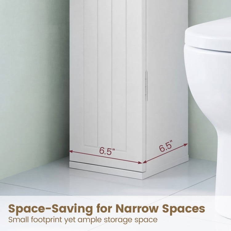 Free Standing Toilet Paper Holder with 4 Shelves and Top Slot for Bathroom-White