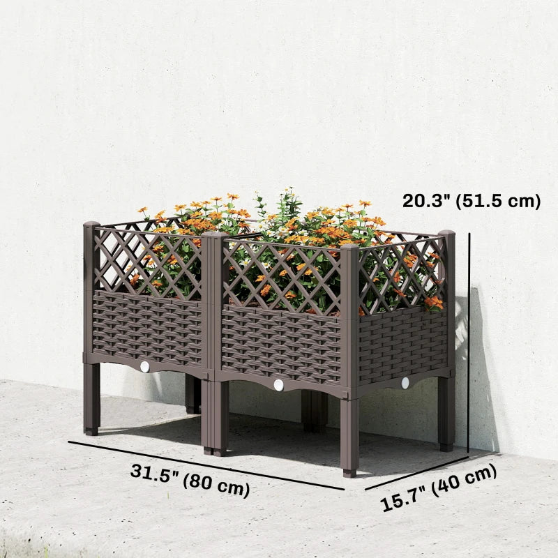 Raised Garden Bed with Legs, Self Watering Elevated Planter Boxes with Drainage Holes, 31.5" x 15.7" x 20.3"