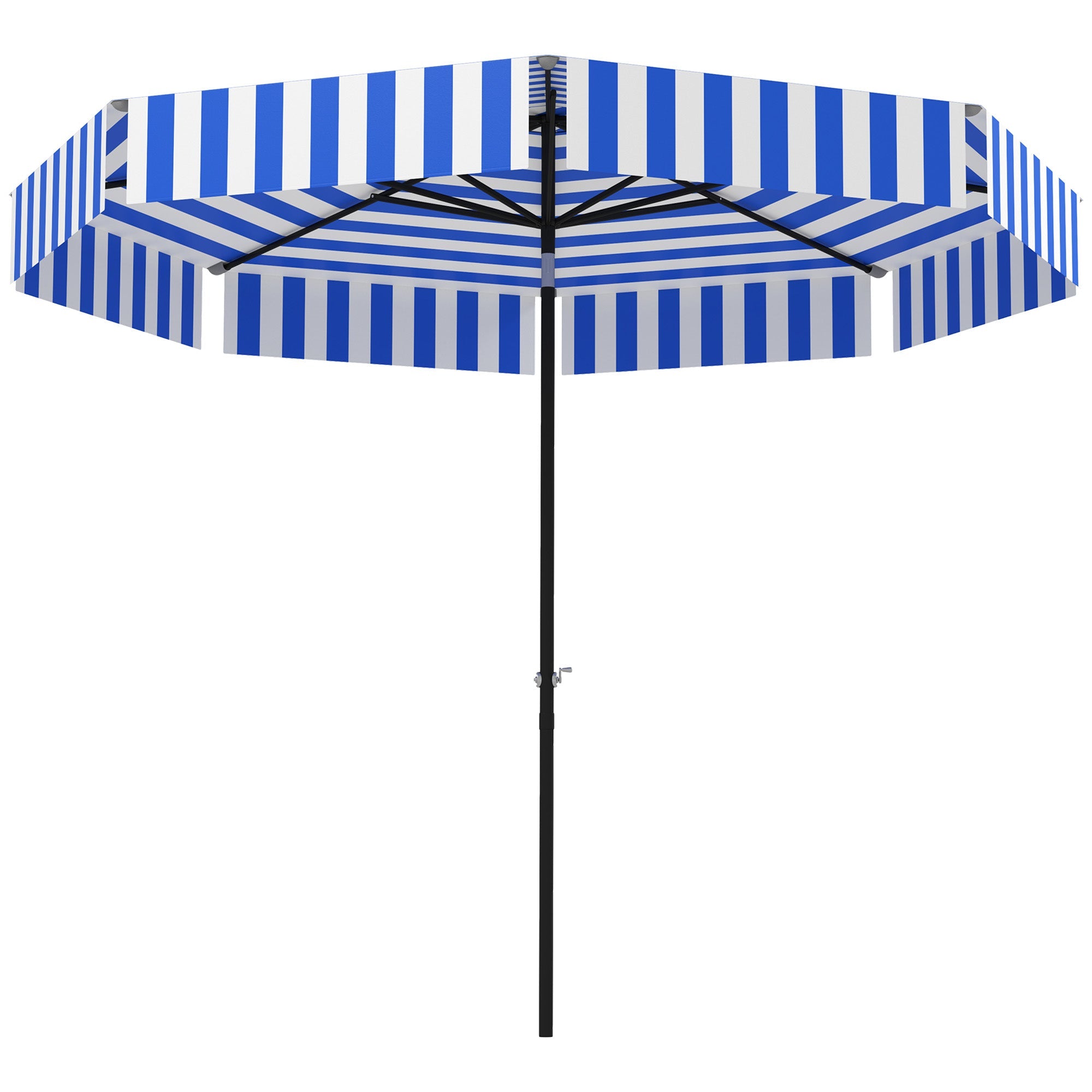 Outsunny 8.7FT Tilting Patio Umbrella with 8 Ribs, Crank Handle, Air Vent for Outdoor, Garden and Pool, Navy Blue