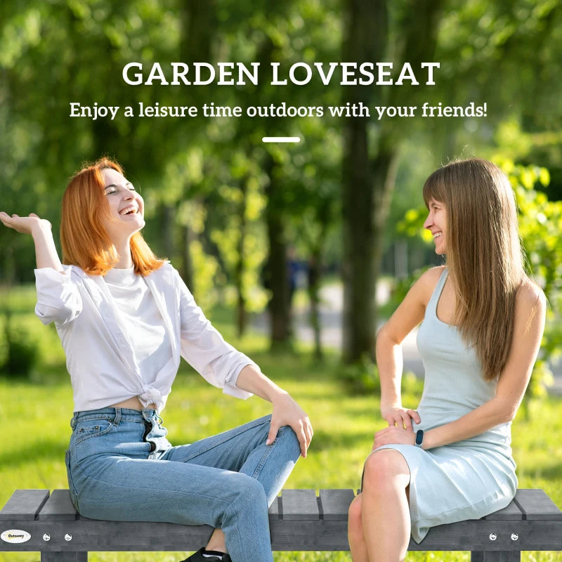 Outdoor Garden Bench, Backless Patio Fir Wood Stool, Armless Loveseat, 43.25" x 15" x 13.75", Grey